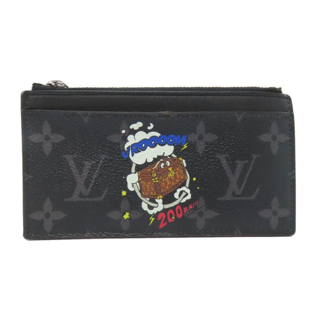 Louis Vuitton Dragonne Coin Purse Monogram Eclipse Zippy Trunk Print: Louis Vuitton Dragonne Coin Purse Monogram Eclipse Zippy Trunk Print Black Monogram Eclipse Zippy Trunk Print coin purse from LOUIS VUITTON features the iconic Louis Vuitton design. The sleek, black e