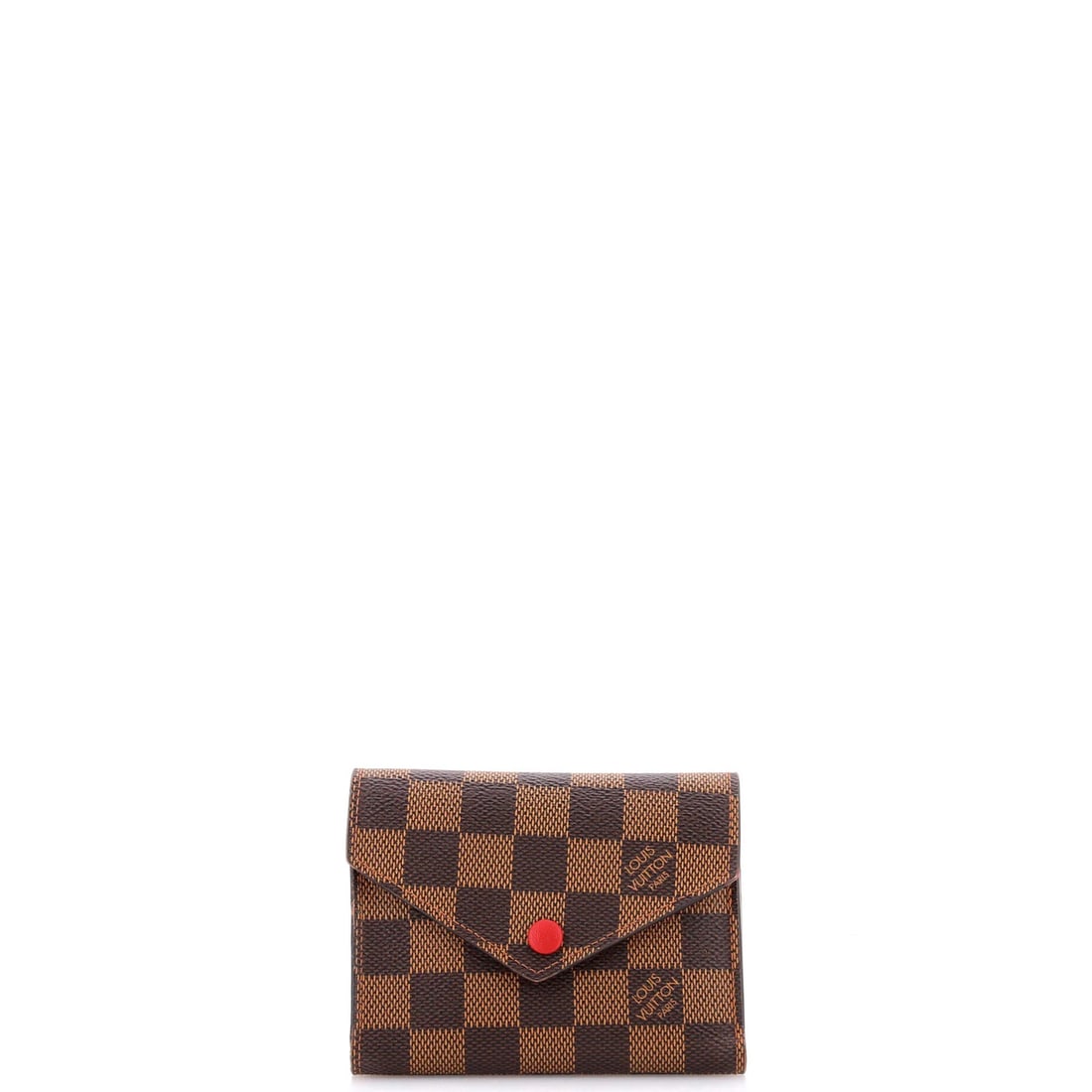 Victorine wallet Damier Louis Vuitton: Victorine wallet Damier Louis Vuitton The Victorine wallet Damier Louis Vuitton boasts a striking red and brown color combination, characteristic of the iconic Damier pattern. Made from high-quality
