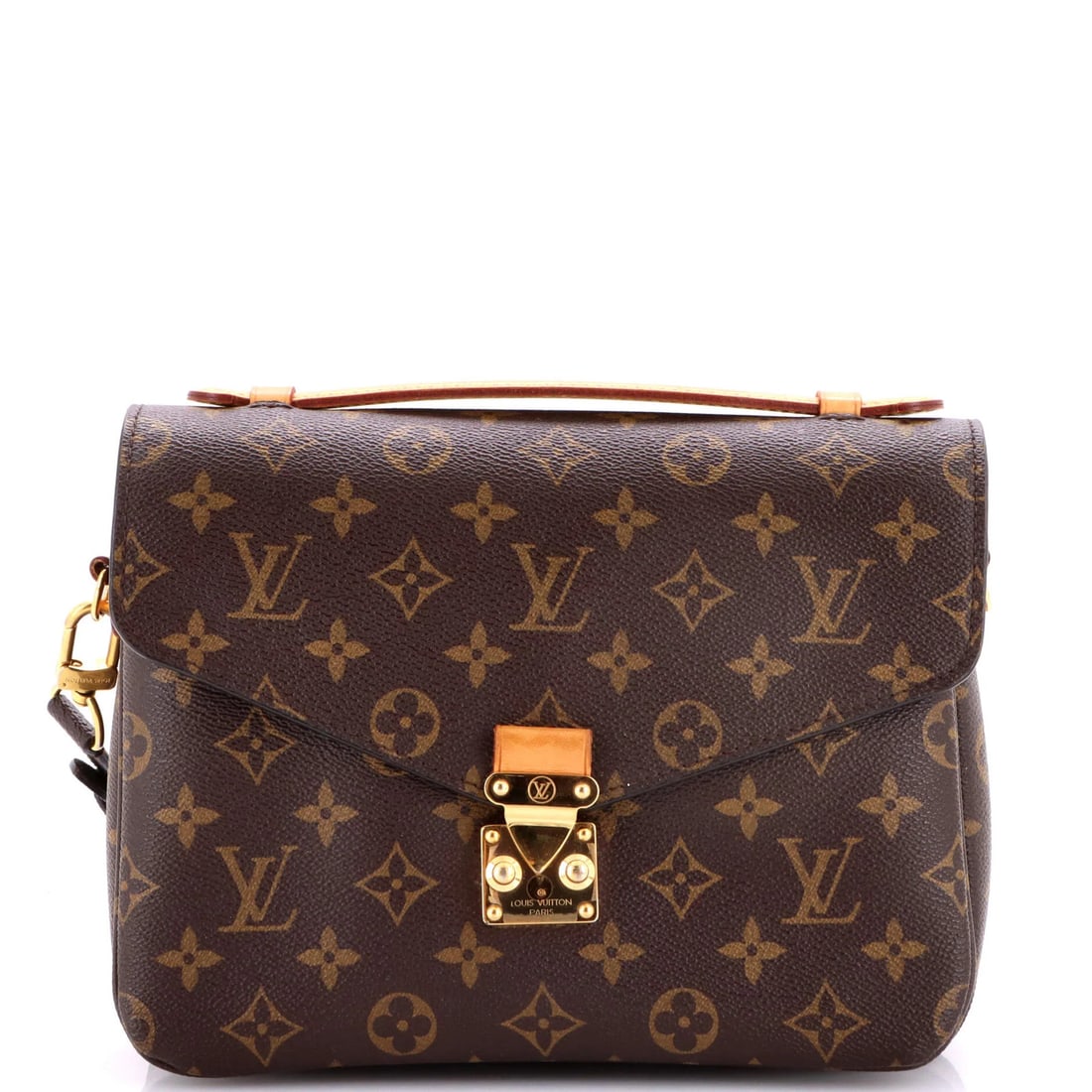 Canvas monogram Pochette Vuitton Louis: Canvas monogram Pochette Vuitton Louis Canvas monogram Pochette Vuitton Louis in brown, featuring the iconic monogram pattern and a sturdy canvas exterior with minor scuffs and creases. The pochette m