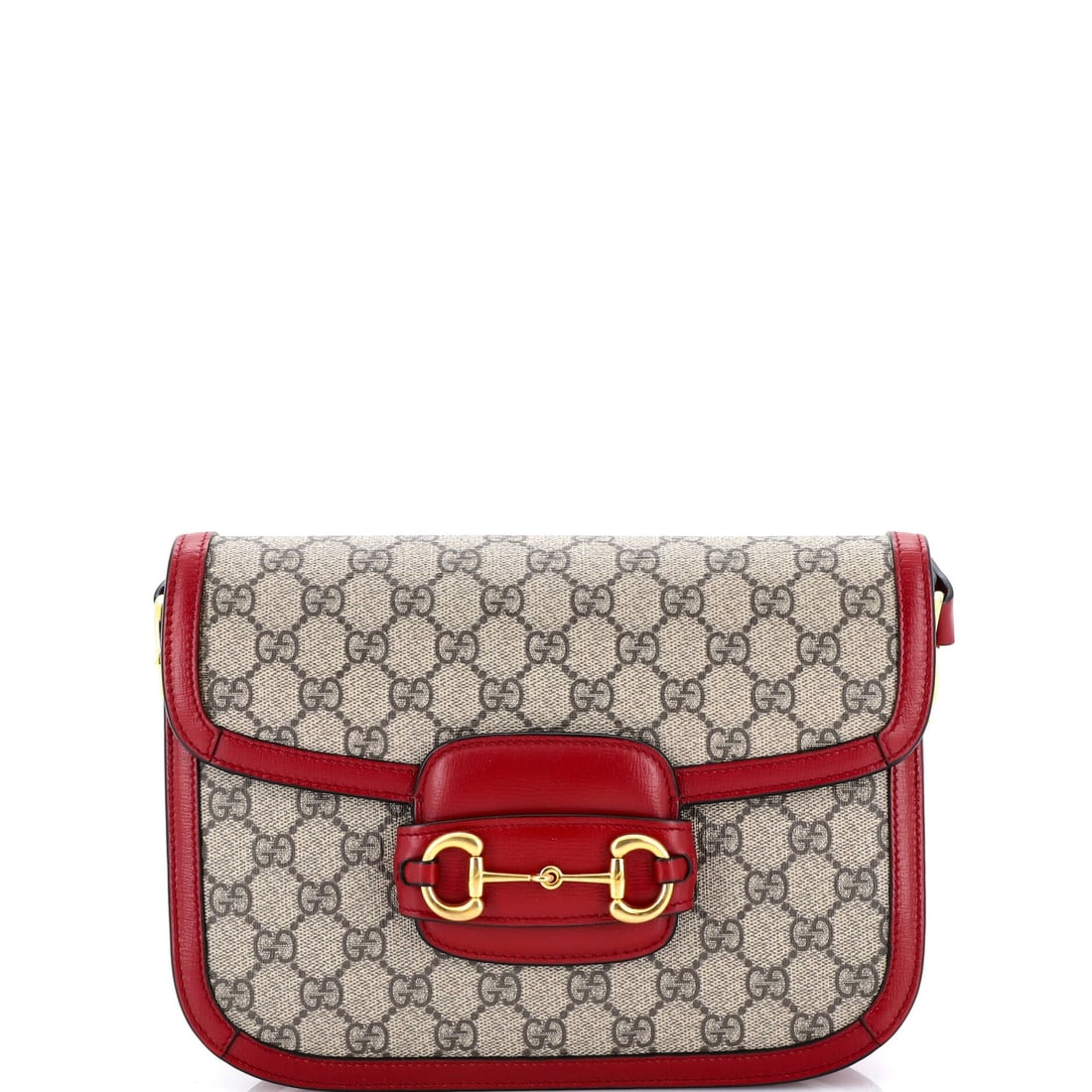 Gucci Horsebit 1955 Shoulder Bag With Leather Small Coated Canvas GG: Gucci Horsebit 1955 Shoulder Bag With Leather Small Coated Canvas GG The Gucci Horsebit 1955 Shoulder Bag with Leather Small Coated Canvas GG boasts a striking red exterior, complemented by the