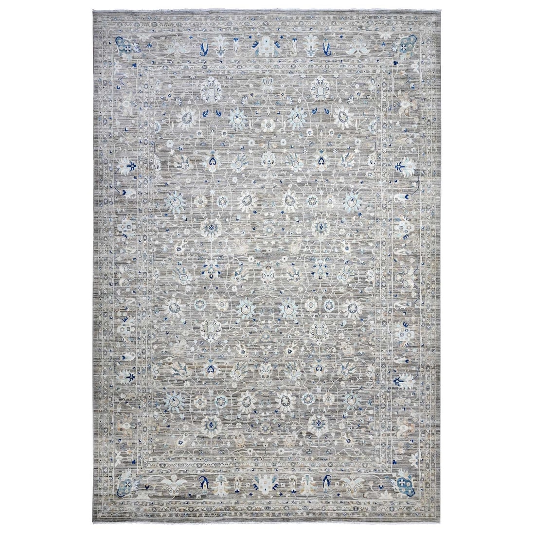 12'x18' Gentle Gray Vegetable Dyes Fine Peshawar Heris XL Oriental Rug (1 of 11)
