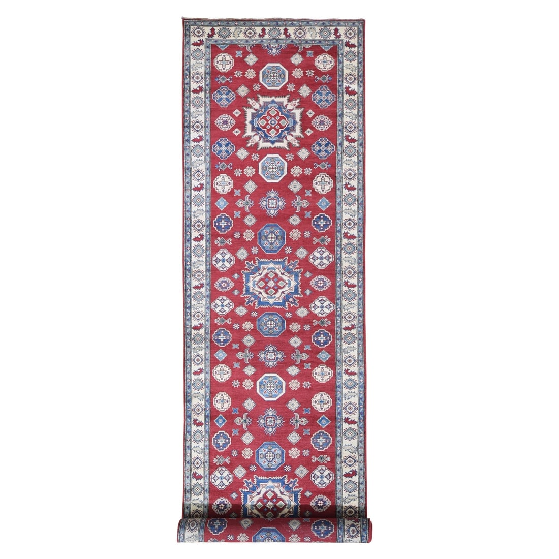 3'10"x17'3" Extra Long Wide Kazak Runner Hand Knotted Natural Wool Rug (1 of 7)