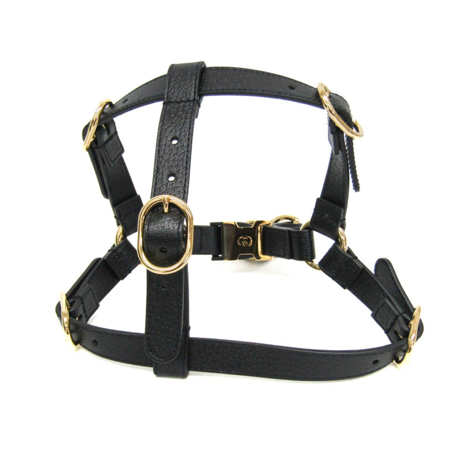Harness Gucci Leather: Harness Gucci Leather Gucci leather harness with interlocking G design, made from high-quality black leather. The S size fits dogs with a collar length between 16.14'' and 19.29''. Made in Italy, this