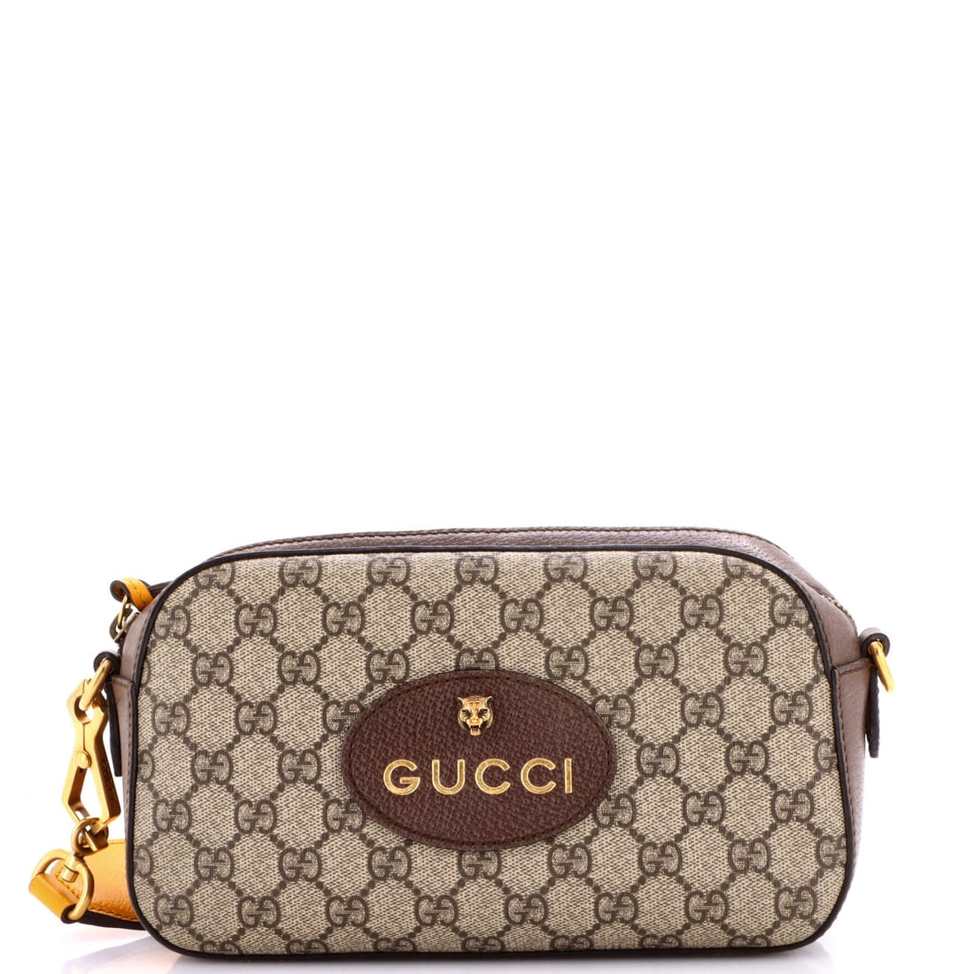 Gucci Neo Vintage Camera Bag Coated GG Canvas: Gucci Neo Vintage Camera Bag Coated GG Canvas Brown canvas coated GG canvas exterior, neutral interior, and aged gold hardware define the Gucci Neo Vintage Camera Messenger Bag. Measuring 5.5" height,