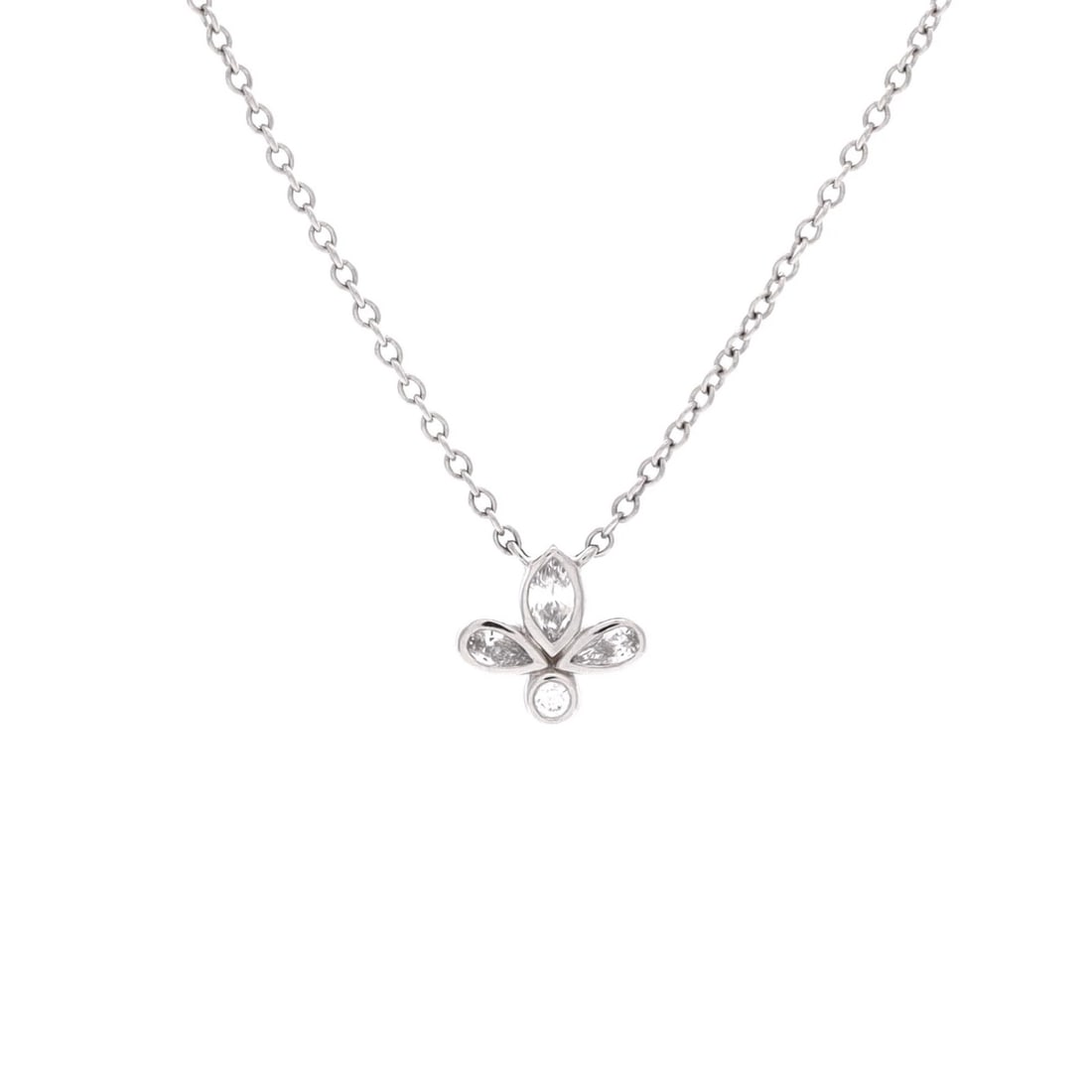 Platinum Diamonds Fleur de Lis Pendant Necklace Tiffany & Co.: Platinum Diamonds Fleur de Lis Pendant Necklace Tiffany & Co. Tiffany & Co.'s Fleur de Lis Pendant Necklace shines with platinum and diamonds. This stunning piece features a main stone of diamond,