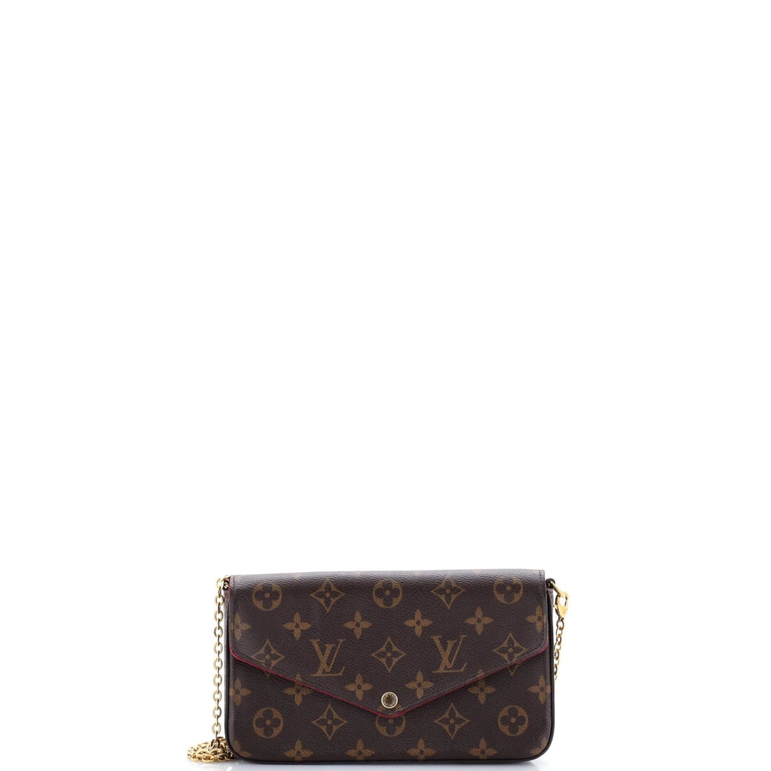 Canvas monogram felicie pochette vuitton: Canvas monogram felicie pochette vuitton Canvas monogram felicie pochette vuitton, featuring the iconic Louis Vuitton cross body design with brown canvas exterior and pink-red interior. The bag boasts