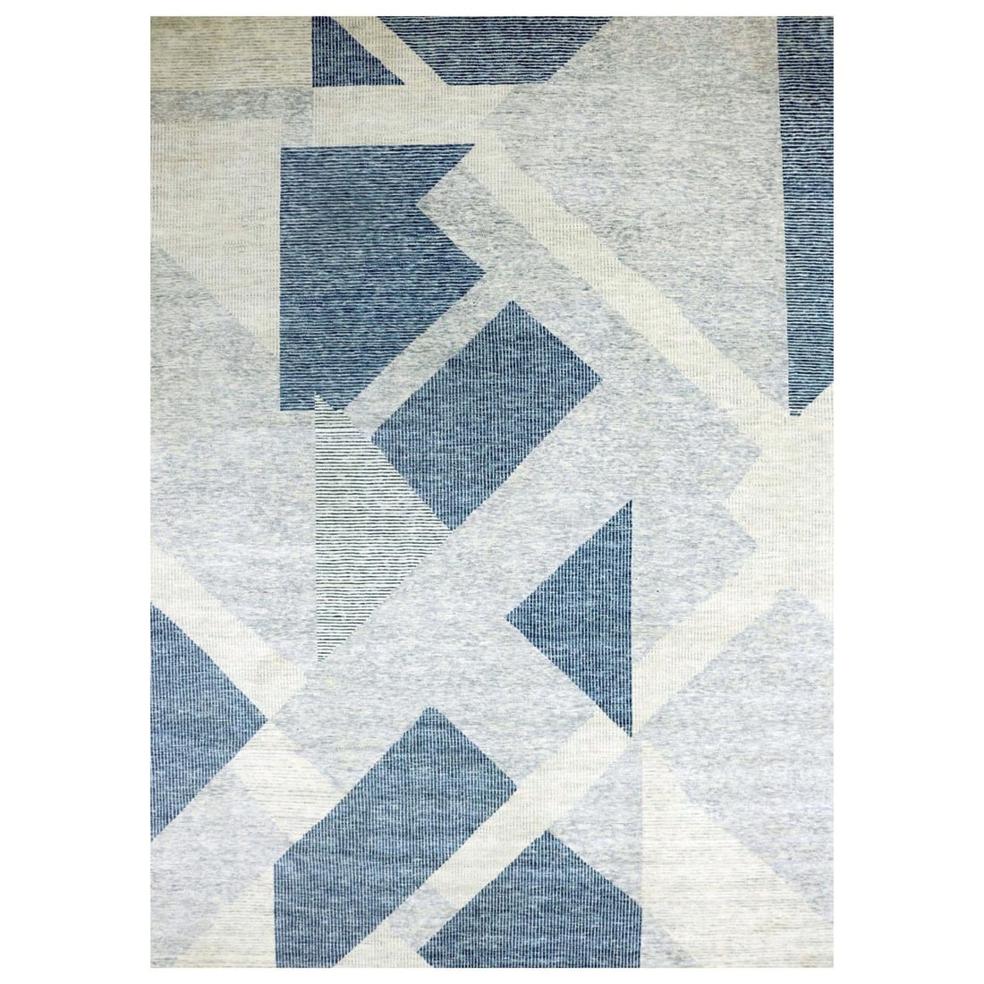 12'1"x18'4" Blue Art Deco Collection Wool Hand Knotted Oversized Rug: 12'1"x18'4" Blue Art Deco Collection Wool Hand Knotted Oversized Rug This stunning Blue Art Deco Collection Wool Hand Knotted Oversized Rug boasts an impressive size and striking blue hue, making it