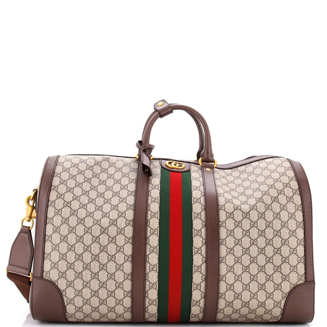 Savoy Gucci Web Large Canvas Convertible Duffle Bag Coated GG: Savoy Gucci Web Large Canvas Convertible Duffle Bag Coated GG Savoy Gucci Web Large Canvas Convertible Duffle Bag Coated GG features a durable canvas exterior with a coated finish, available in brown.