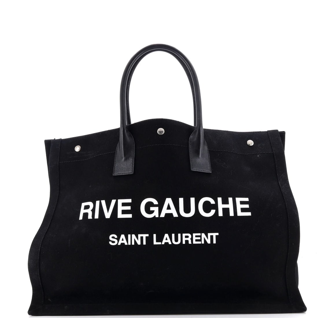 Saint Laurent Rive Gauche Shopper Tote Canvas Large: Saint Laurent Rive Gauche Shopper Tote Canvas Large The Saint Laurent Rive Gauche Shopper Tote Canvas Large in black offers a classic, timeless design with clean lines and a spacious interior.