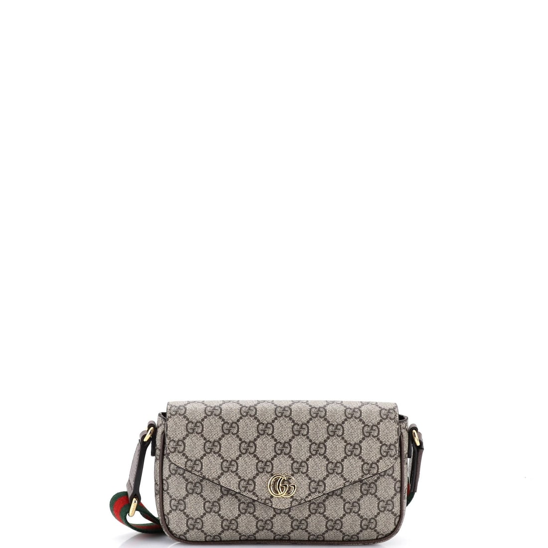 Gucci Ophidia flap envelope shoulder bag canvas mini GG coated: Gucci Ophidia flap envelope shoulder bag canvas mini GG coated Canvas mini GG coated Gucci Ophidia flap envelope shoulder bag in brown, featuring the iconic envelope closure and signature gold