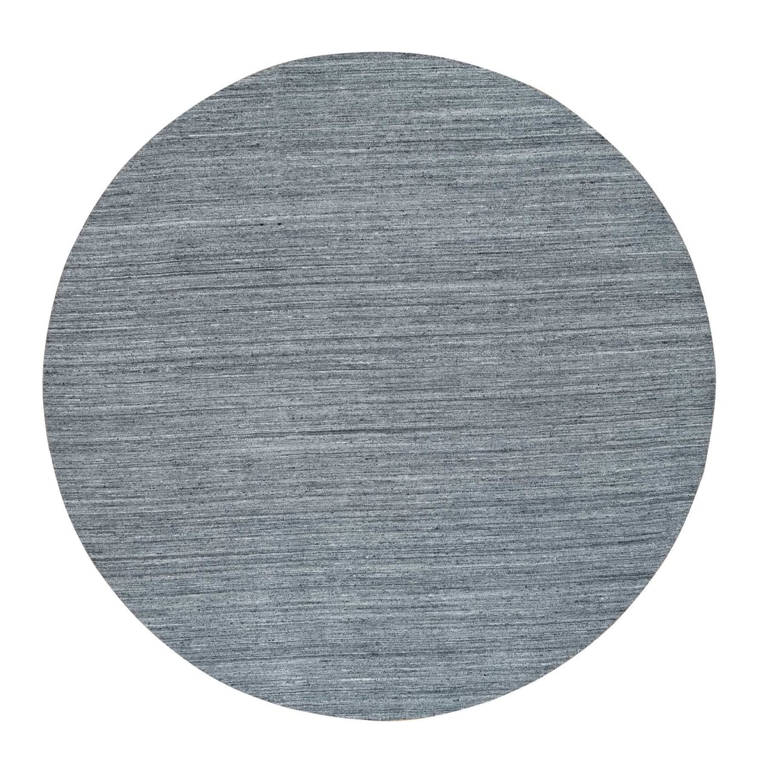 12'x12' Gray Hand Loomed Modern Striae Design Organic Wool Round Rug: 12'x12' Gray Hand Loomed Modern Striae Design Organic Wool Round Rug Modern Striae Design Organic Wool Round Rug. This 12' x 12' hand loomed rug features a striking modern striae design in grey wool, 