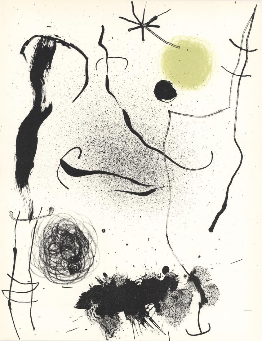 Joan Mir, Composition, XXe sicle, Lithograph: Joan Mir, Composition, XXe sicle, Lithograph Item Specifics: Paper Size: 12.5 x 9.75 inches. Excellent condition. Inscription: Unsigned and unnumbered, as issued. Notes: From the volume, XXe Sicle, n2