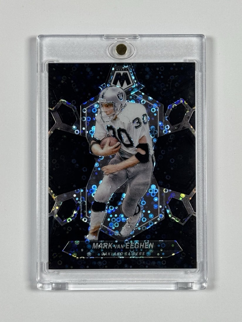 2024 PANINI MOSAIC MARK VAN EEGHEN #250 BLACK NO HUDDLE 1/ 1: 2024 PANINI MOSAIC MARK VAN EEGHEN #250 BLACK NO HUDDLE 1/ 1 Mark Van Eeghen #250 Black No Huddle Mosaic Prizm Autographed Card. A unique piece from the 2024 Panini Mosaic NFL set, featuring a standar