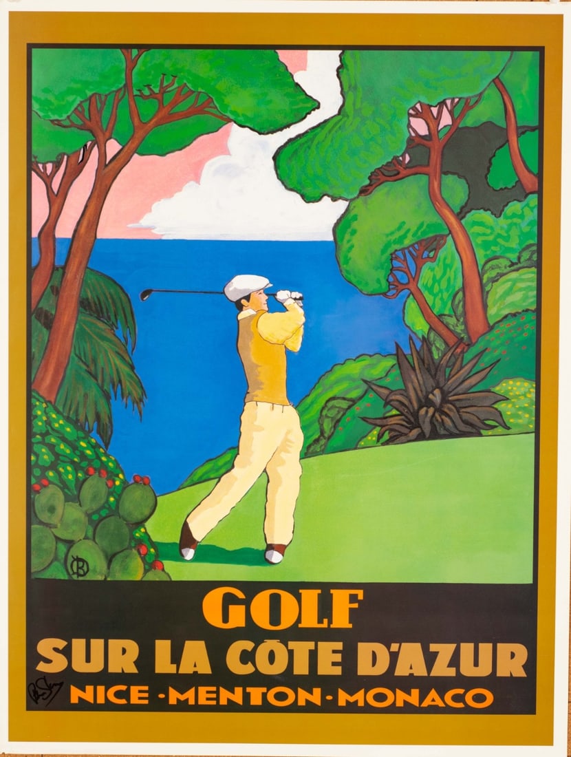 Golf Sur La Cote Dazur Original 2002 Signed Bruce Skilbeck 20 X 27 (1 of 3)