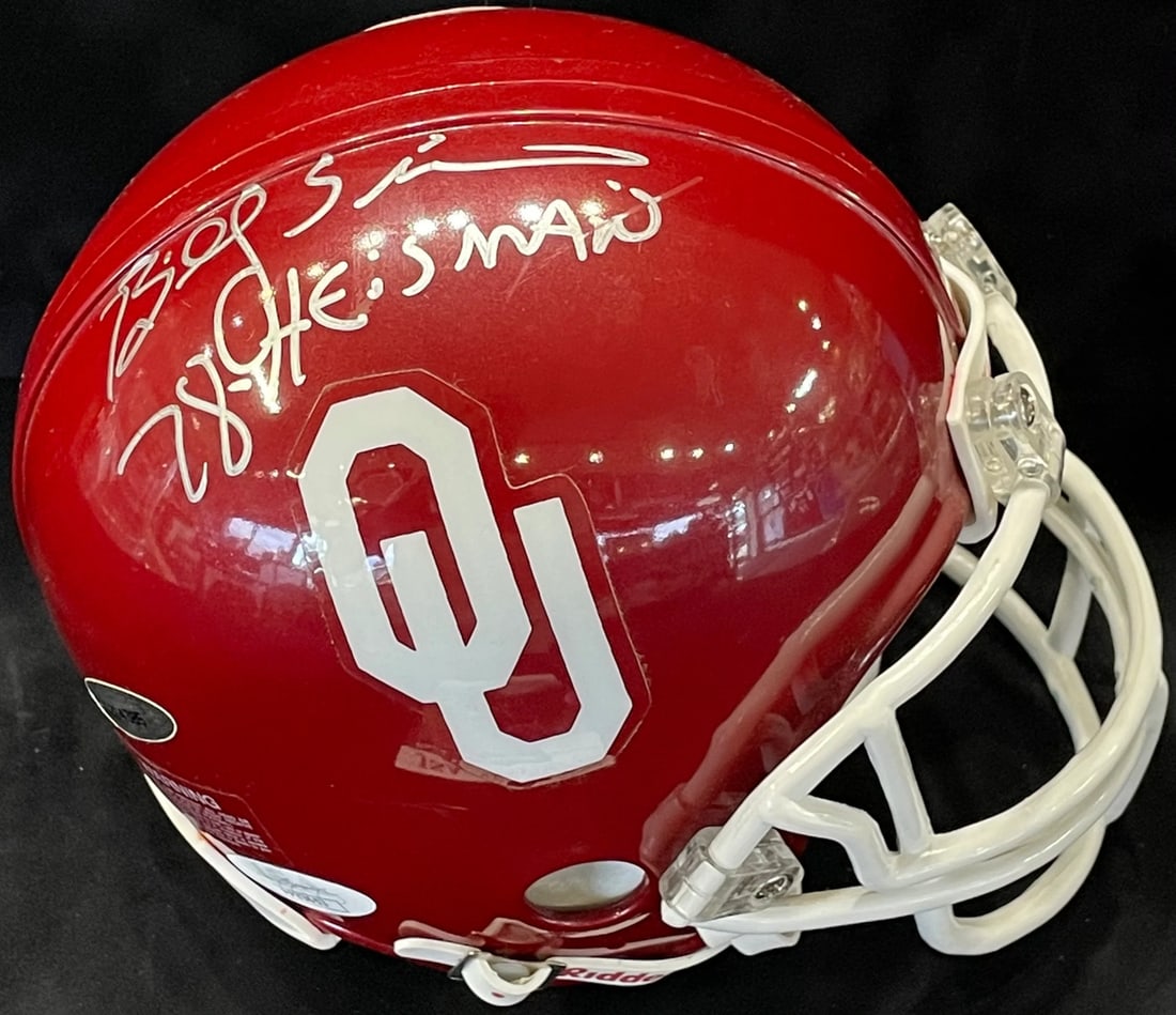 Sims Billy Heisman 78 "Autographed" Oklahoma Sooners Mini Helmet JSA (1 of 2)