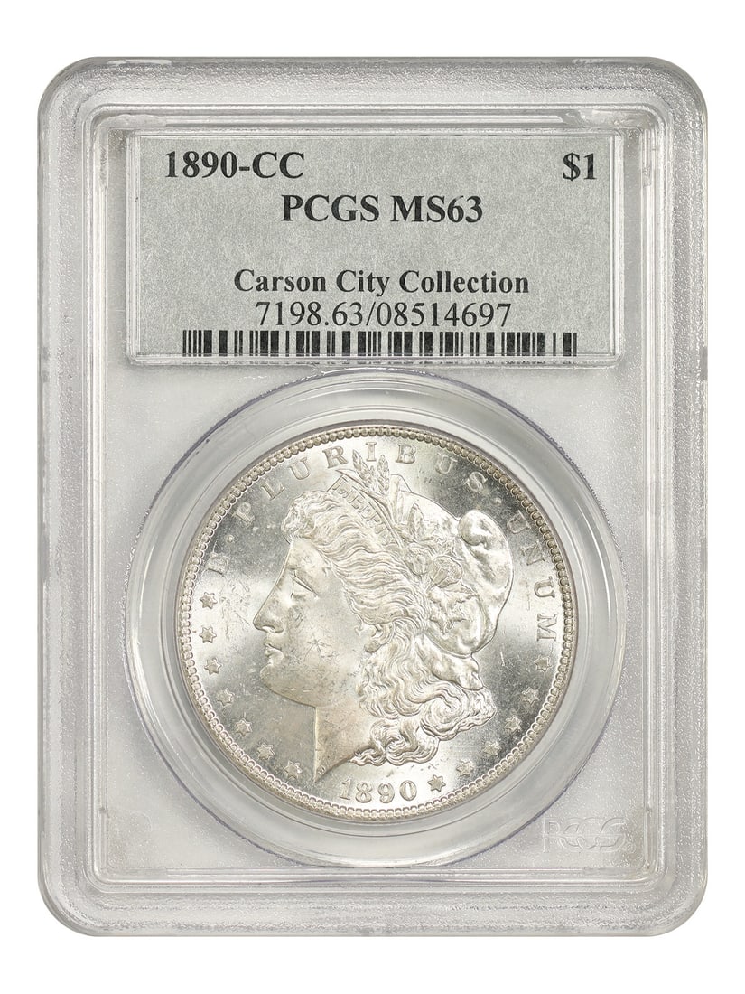1890-CC $1 PCGS MS63 ex: Carson City Collection - Morgan Dollar: 1890-CC $1 PCGS MS63 ex: Carson City Collection - Morgan Dollar The 1890-CC $1 PCGS MS63 ex: Carson City Collection - Morgan Dollar is an exceptional example of early American currency, boasting a hig