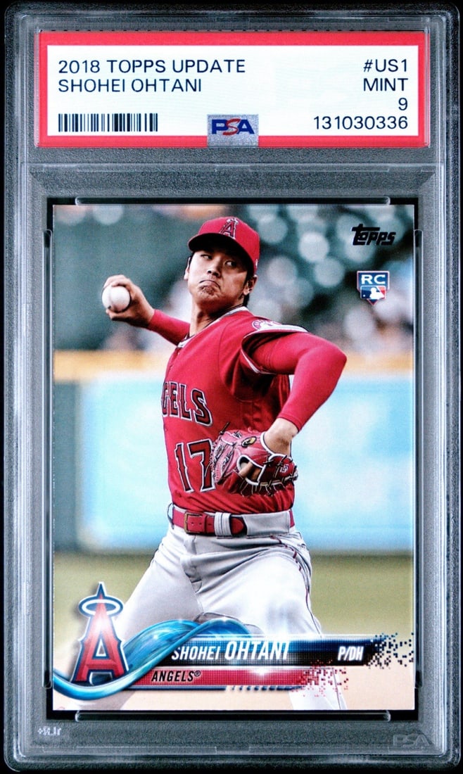 SHOHEI OHTANI 2018 TOPPS UPDATE PSA 9: SHOHEI OHTANI 2018 TOPPS UPDATE PSA 9 PSA 9 graded Shohei Ohtani card from the 2018 Topps Update Series, bearing his signature. This card showcases Ohtani's impressive skills as a two-way player in Ma