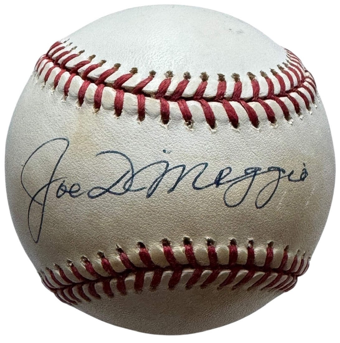 American League Bobby Brown Baseball Autographed By Joe DiMaggio: American League Bobby Brown Baseball Autographed By Joe DiMaggio Signed in black pen across the sweet spot of an official American League Bobby Brown baseball, this item bears the mark of Joe DiMaggio