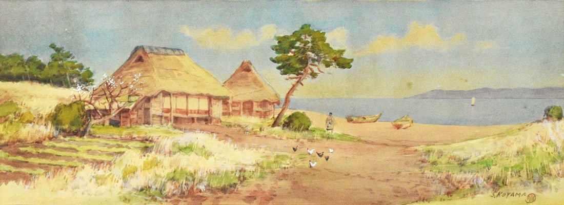 Shotaro Koyama watercolor on paper landscape Seaside Japanese architecture farm: Shotaro Koyama watercolor on paper landscape Seaside Japanese architecture farm Item Specifics: Primary Material: Paper Color: Multi-Color Original/Reproduction: Antique Original Region Of Origin: