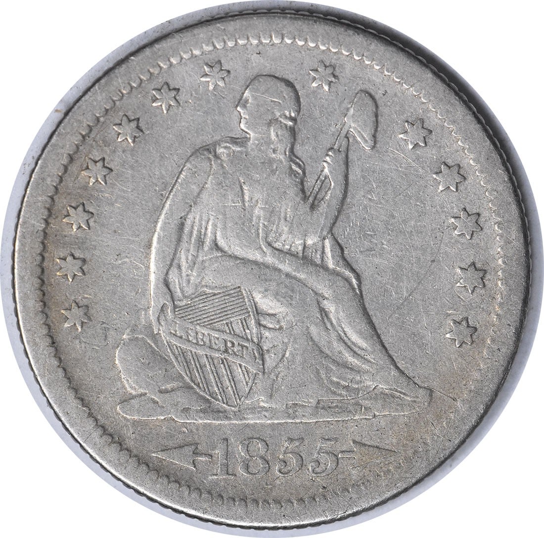 1855-S Liberty Seated Silver Quarter Arrows VF Uncertified (1 of 2)