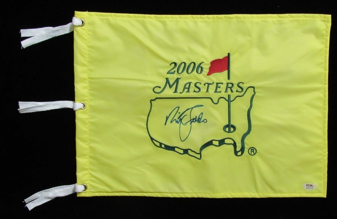 Nick Falco Signed/ Autographed Yellow 2006 Masters Pin Flag PSA/ DNA 190226: Nick Falco Signed/ Autographed Yellow 2006 Masters Pin Flag PSA/ DNA 190226 Signed by Nick Falco, the renowned artist behind the iconic yellow pin flags used at major golf tournaments, this autographe