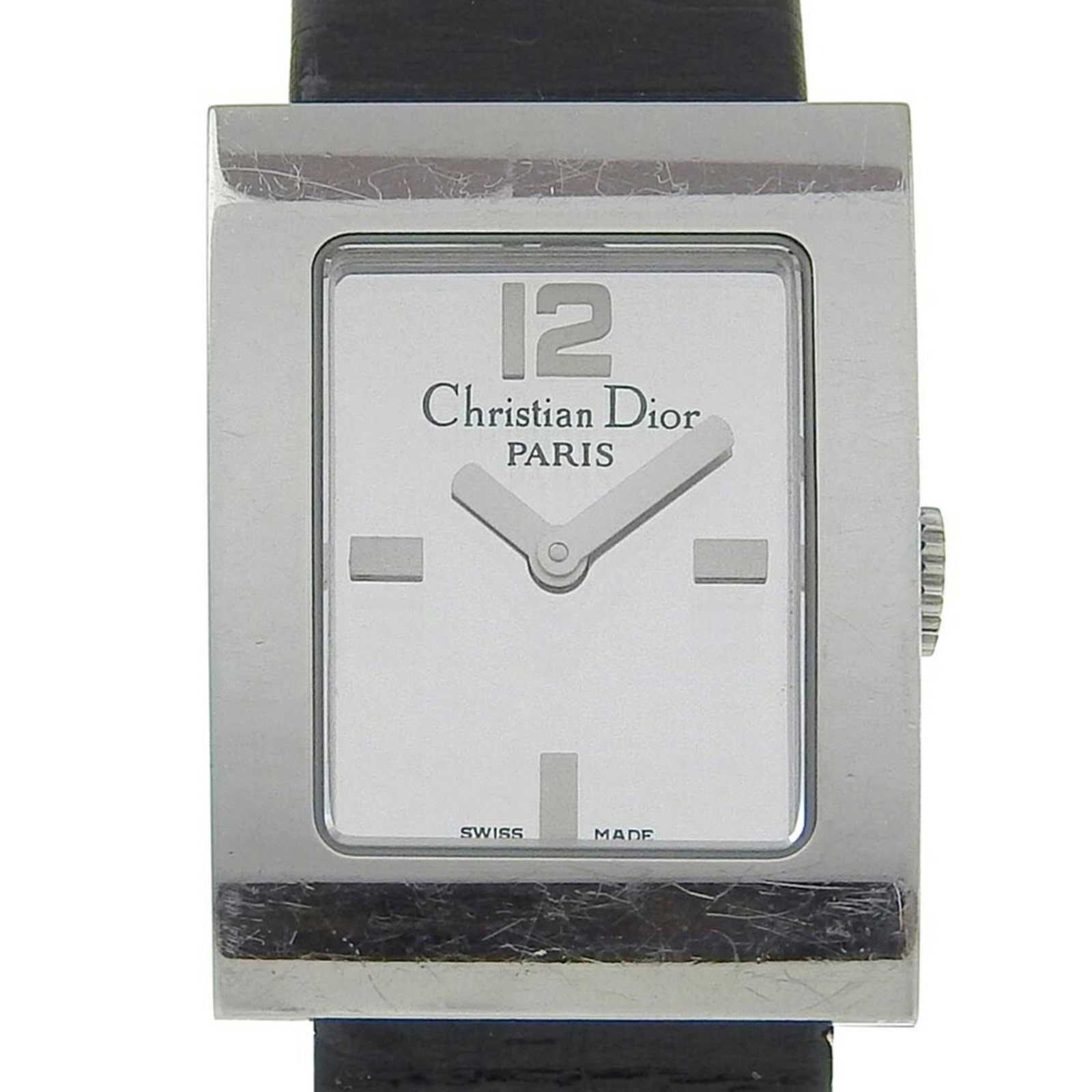 Christian Dior Wristwatch: Christian Dior Wristwatch Stainless steel case and silver dial create a sleek, sophisticated look for this Christian Dior wristwatch. The leather band adds a touch of elegance to the overall design, w