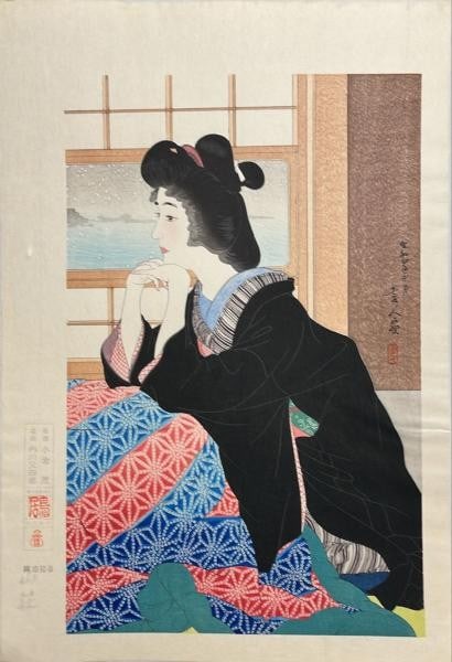 Women Fine Art Kotondo Woodblock Print Themes Japanese Yuki Snow 12 Torii (1 of 1)