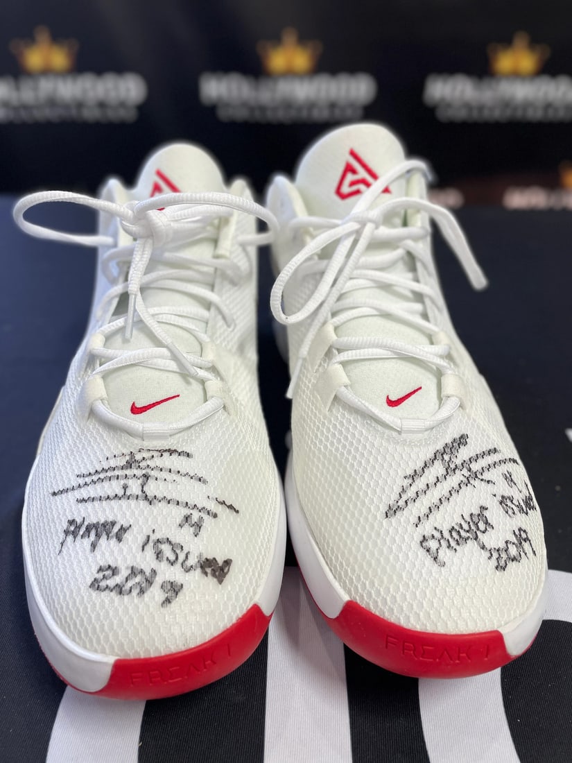Player Issued Autographed Nike Zoom Freak 1 Shoes by Herro: Player Issued Autographed Nike Zoom Freak 1 Shoes by Herro Item Specifics: Brand: James Spence Authentication (JSA) Tyler Herro Autographed Player Issued Nike Zoom Freak 1 Shoes Signed in silver