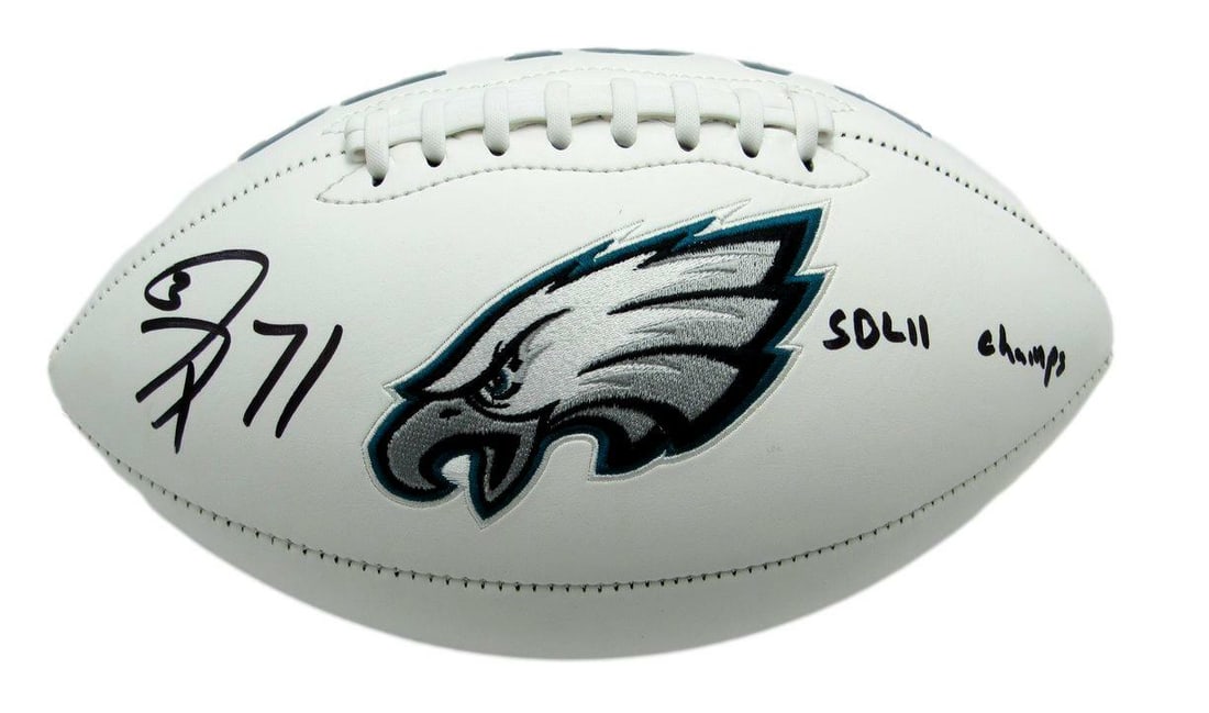 Jason Peters Signed/ Inscribed Philadelphia Eagles Logo Football JSA 167008 (1 of 4)