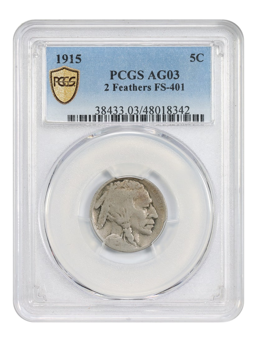 PCGS 5C 1915 Buffalo Nickel Ag03 FS-401: PCGS 5C 1915 Buffalo Nickel Ag03 FS-401 PCGS 5C 1915 Buffalo Nickel Ag03 FS-401 is a circulated example from the iconic Philadelphia Mint, bearing the distinctive MS strike type. This 3-grade coin sho