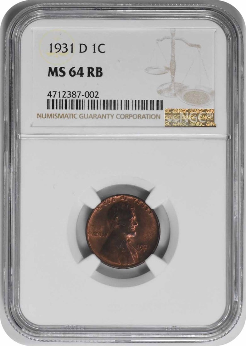 1931-D Lincoln Cent MS64RB NGC: 1931-D Lincoln Cent MS64RB NGC The 1931-D Lincoln Cent MS64RB NGC is an uncirculated coin with a rich history, featuring the iconic design of Victor David Brenner and weighing in at 3.11 grams. Certif