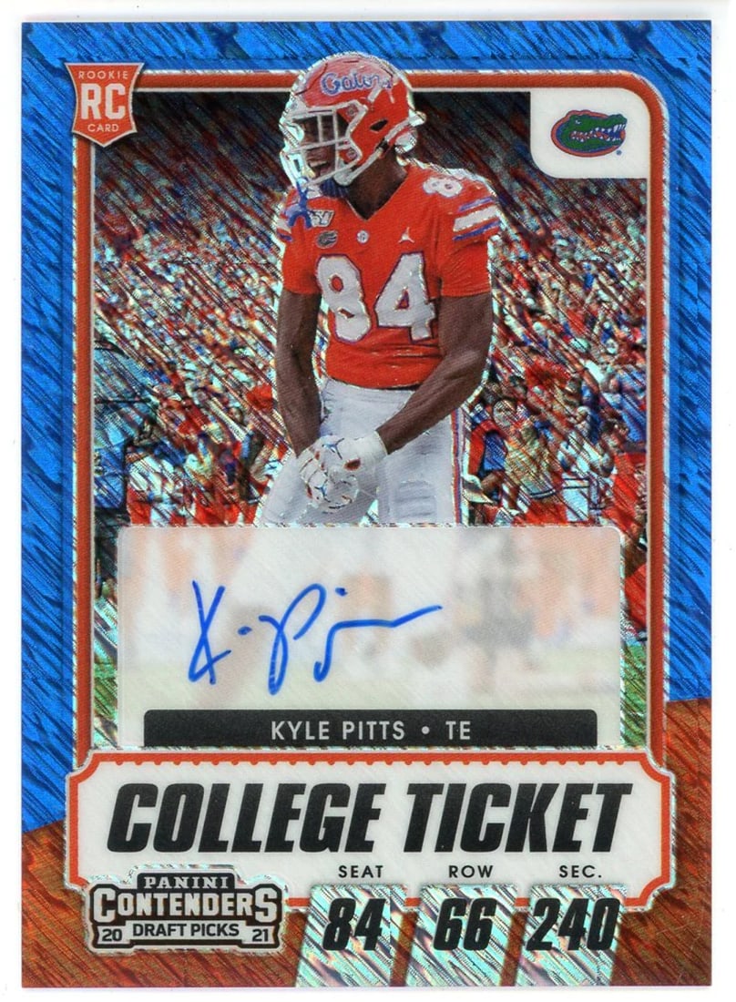 Pitts Autographed 2021 Prizm R College Ticket Draft Picks Panini Kyle Contenders: Pitts Autographed 2021 Prizm R College Ticket Draft Picks Panini Kyle Contenders Kyle Contenders autographed 2021 Prizm R College Ticket Draft Picks Panini #114, numbered 27 out of 27. This rare colle