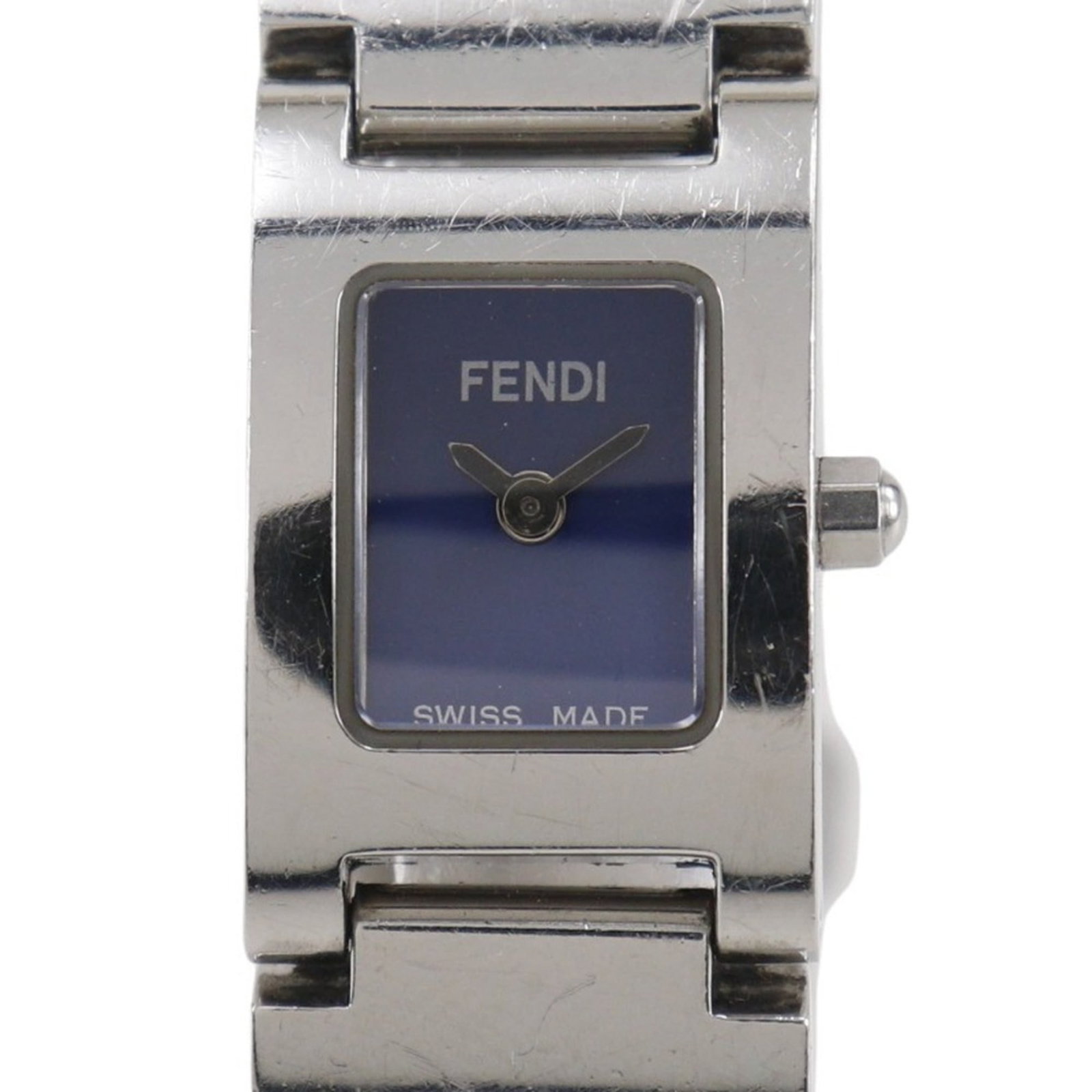 Fendi Wristwatch: Fendi Wristwatch Stainless steel case and band provide a sleek, modern look for the Fendi wristwatch. The blue dial stands out against the silver background, adding a touch of elegance to this quartz-