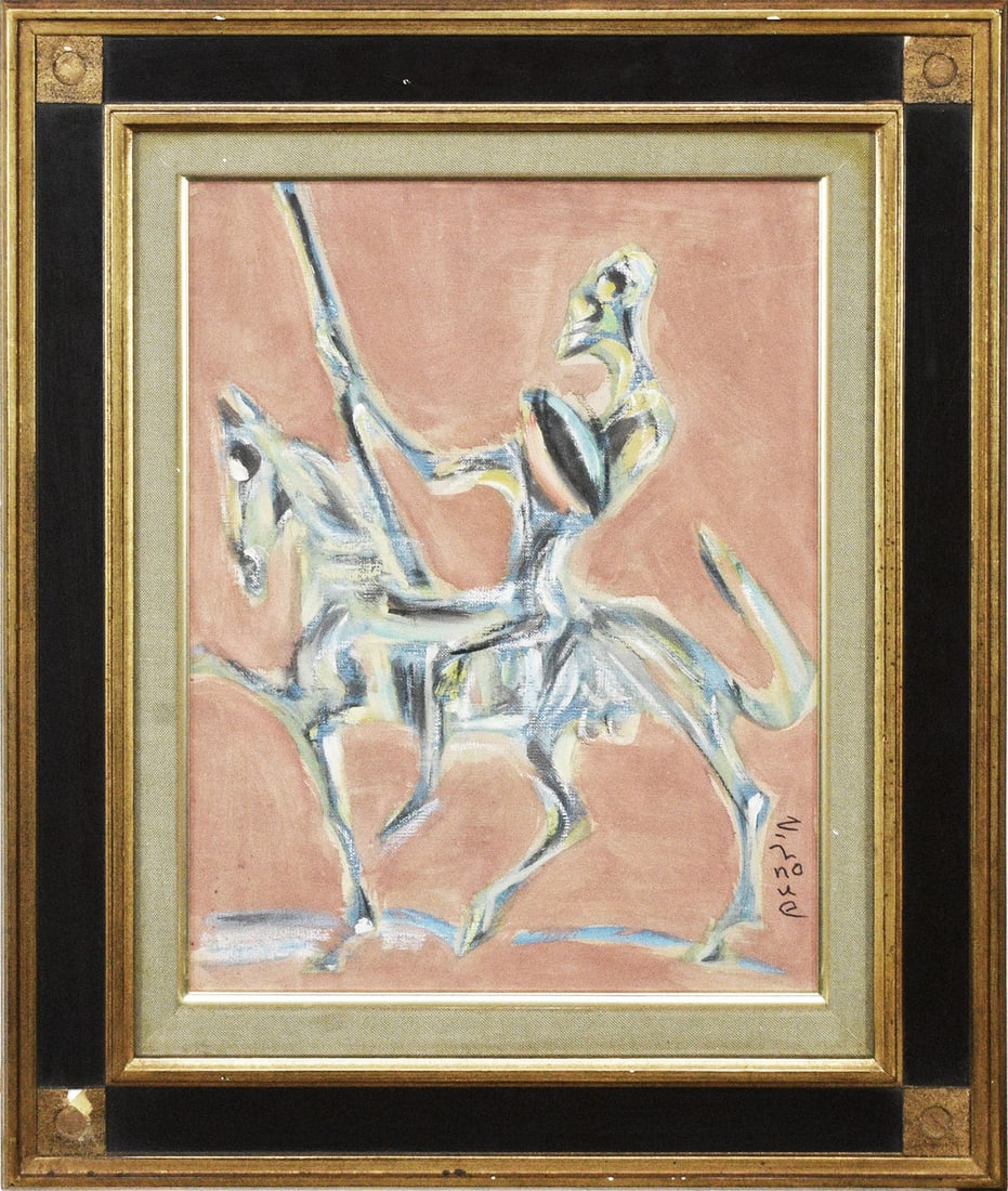 Don Quixote original oil painting signed framed Japanese art by Chozaburo Inoue. (1 of 9)