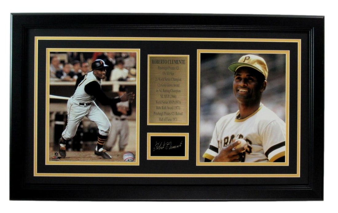 Roberto Clemente Laser Engraved Signature w/ Photo Collage Pirates Framed 191615 (1 of 3)