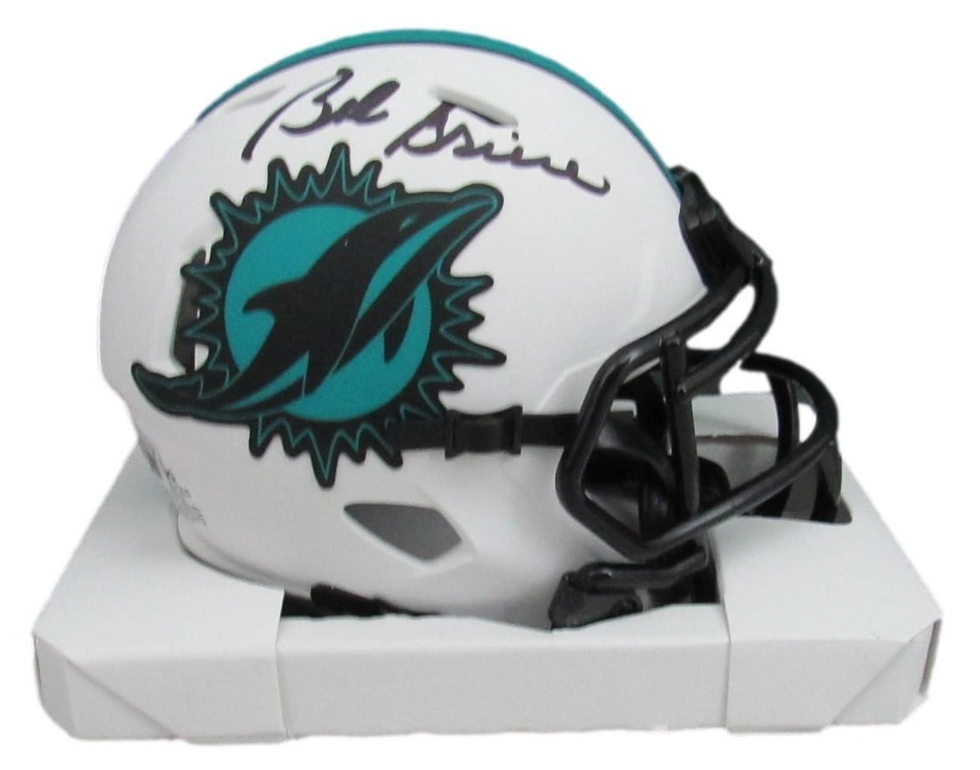Bob Griese Signed/ Autographed Dolphins Lunar Eclipse Mini Helmet Beckett 159705: Bob Griese Signed/ Autographed Dolphins Lunar Eclipse Mini Helmet Beckett 159705 BAS/Beckett authenticated, the Miami Dolphins Lunar Eclipse mini helmet features an impressive autograph from Bob Gries