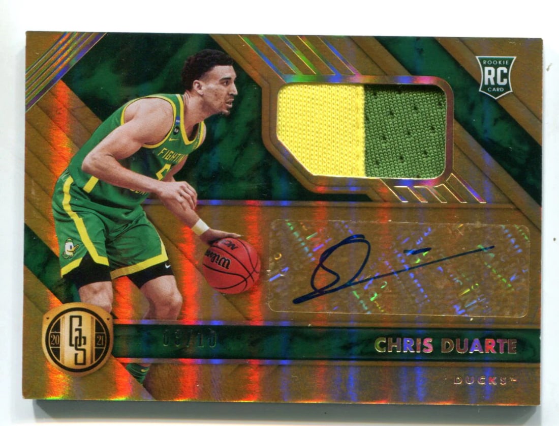 Chris Duarte 2021 Panini Gold Standard Jersey Patch Auto #GSCDU RC/ 10 (1 of 2)