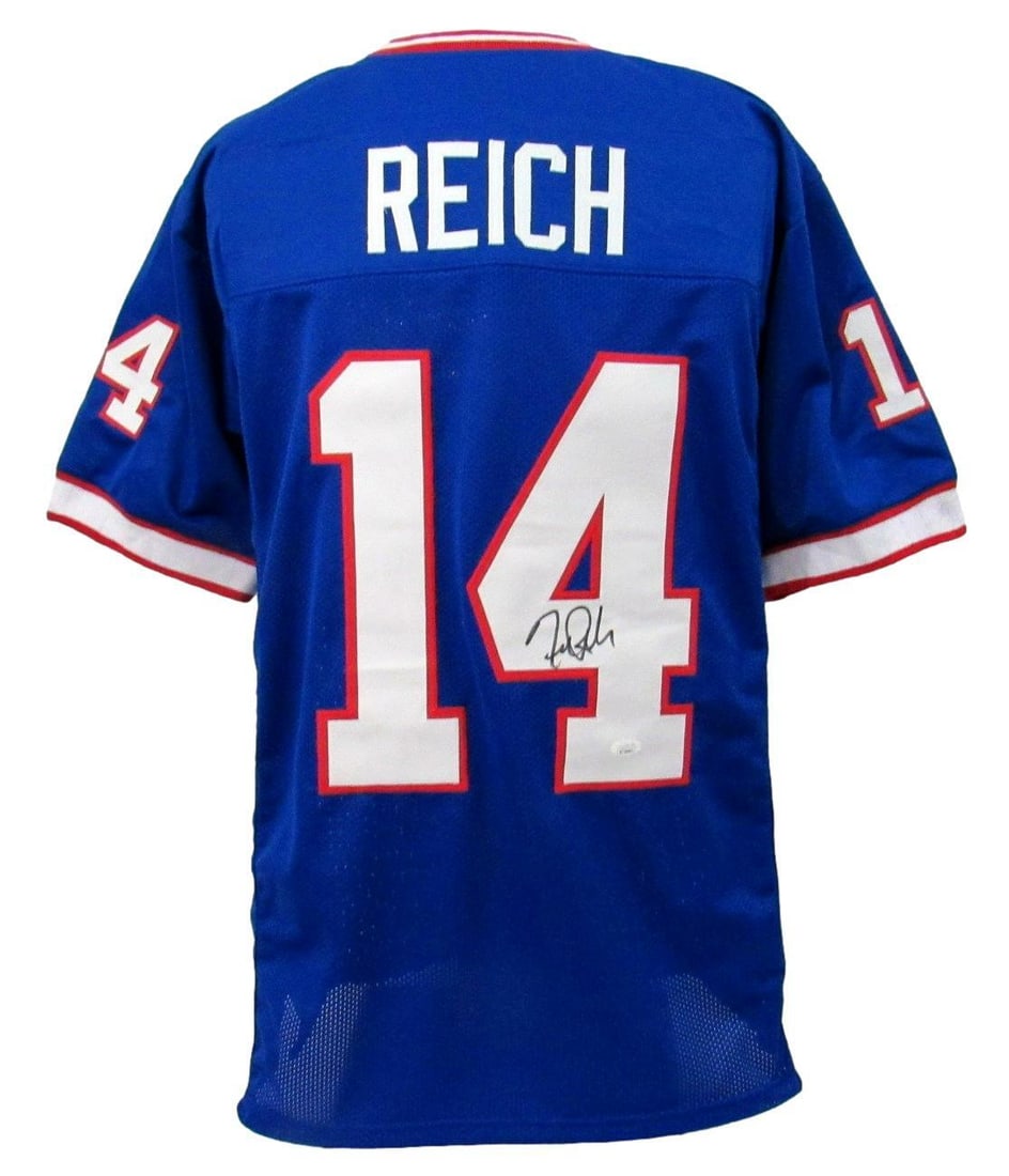 Frank Reich Signed/ Autographed Bills Custom Football Jersey JSA 160010: Frank Reich Signed/ Autographed Bills Custom Football Jersey JSA 160010 Item Specifics: Sport: Football Product: Jersey Original/Reprint: Original Team: Buffalo Bills Autograph Authentication: JSA Lea