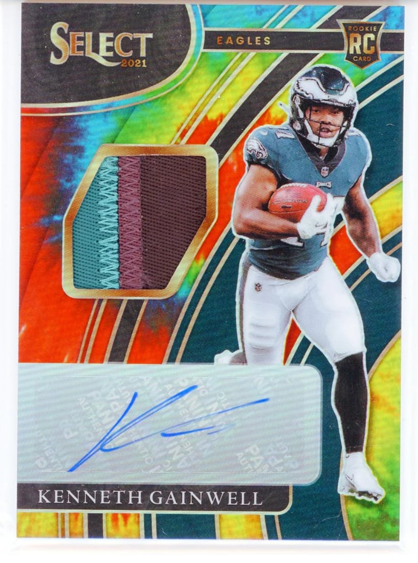Kenneth Gainwell Autographed 2021 Panini Select Tie Dye Prizm Rookie Card #RS-KG (1 of 2)