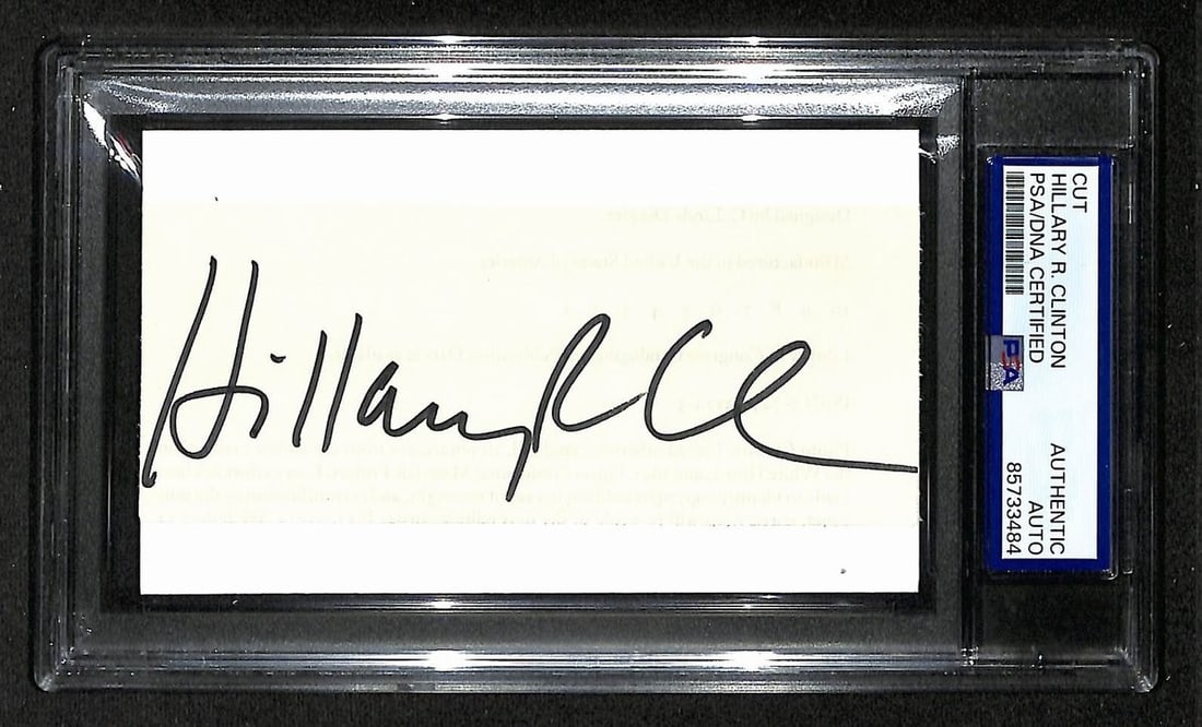 Hillary R. Clinton Signed/ Autographed 2x5 Cut on 3x5 Index Card PSA/ DNA 205864 (1 of 2)