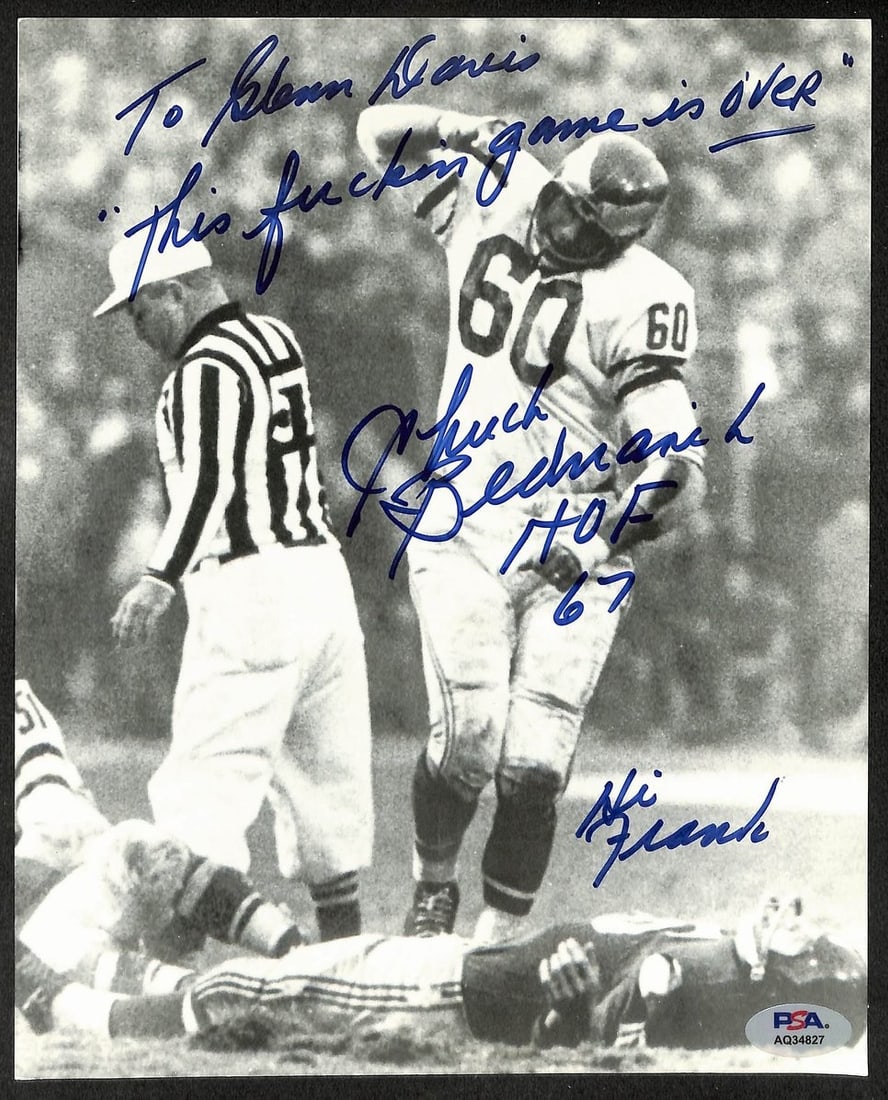 Chuck Bednarik HOF Signed/ Autographed w/ Game Over Insc 8x10 Photo PSA/ DNA 10787: Chuck Bednarik HOF Signed/ Autographed w/ Game Over Insc 8x10 Photo PSA/ DNA 10787 Item Specifics: Original/Reprint: Original Product: Photo Sport: Football Product Disclaimer: Not affiliated with any