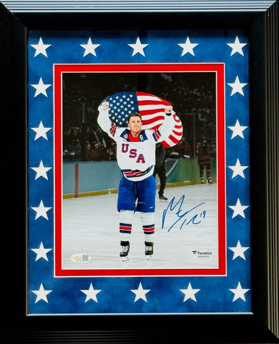 Tkachuk Autographed Olympics Team USA Matthew 8x10 JSA Witness: Tkachuk Autographed Olympics Team USA Matthew 8x10 JSA Witness Matthew Tkachuk's sharpie signature across the front of the photo adds a touch of personal flair to this 8x10 photo, showcasing his Olymp