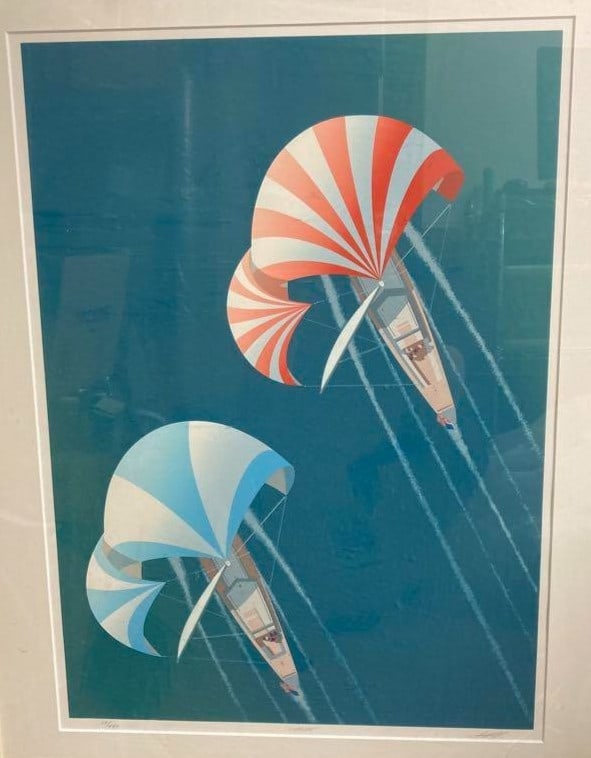 Keith Reynolds "Top Side" Signed Serigraph 171/ 495 Sailboat Marine Art Sheet (1 of 4)