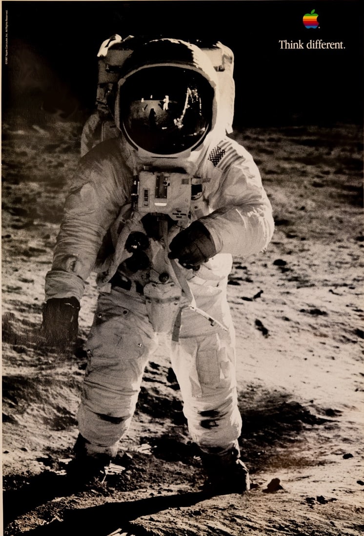 Apple Think Different Moon Landing Poster 24X36 1997 Not A Repro: Apple Think Different Moon Landing Poster 24X36 1997 Not A Repro Item Specifics: Unit Of Sale: Single Piece Size: 24x36 Date Of Creation: 1997 Framing: Unframed Region Of Origin: usa Year Of Productio