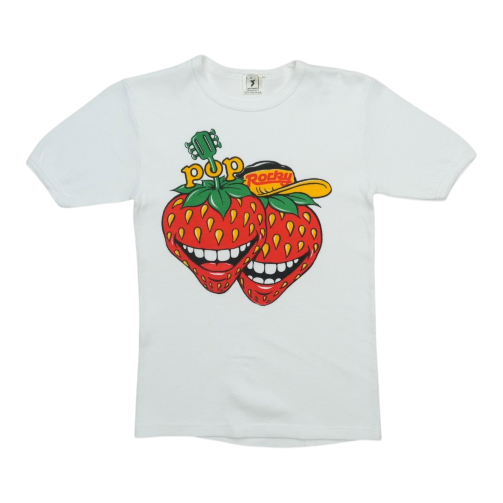 Rocky magazine shirt of 1970s pop: Rocky magazine shirt of 1970s pop A true vintage find, this original 1970s Pop Rocky Magazine Shirt boasts classic design with a timeless white color and iconic 18" pit-to-pit front. Made from high-qu