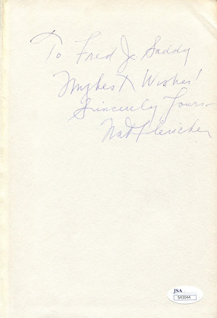 Nat Fleischer Autographed 1972 Boxing Encyclopedia Book (JSA): Nat Fleischer Autographed 1972 Boxing Encyclopedia Book (JSA) Item Specifics: Brand: James Spence Authentication (JSA) Nat Fleischer Autographed 1972 Boxing Encyclopedia Book Nat was a noted American 