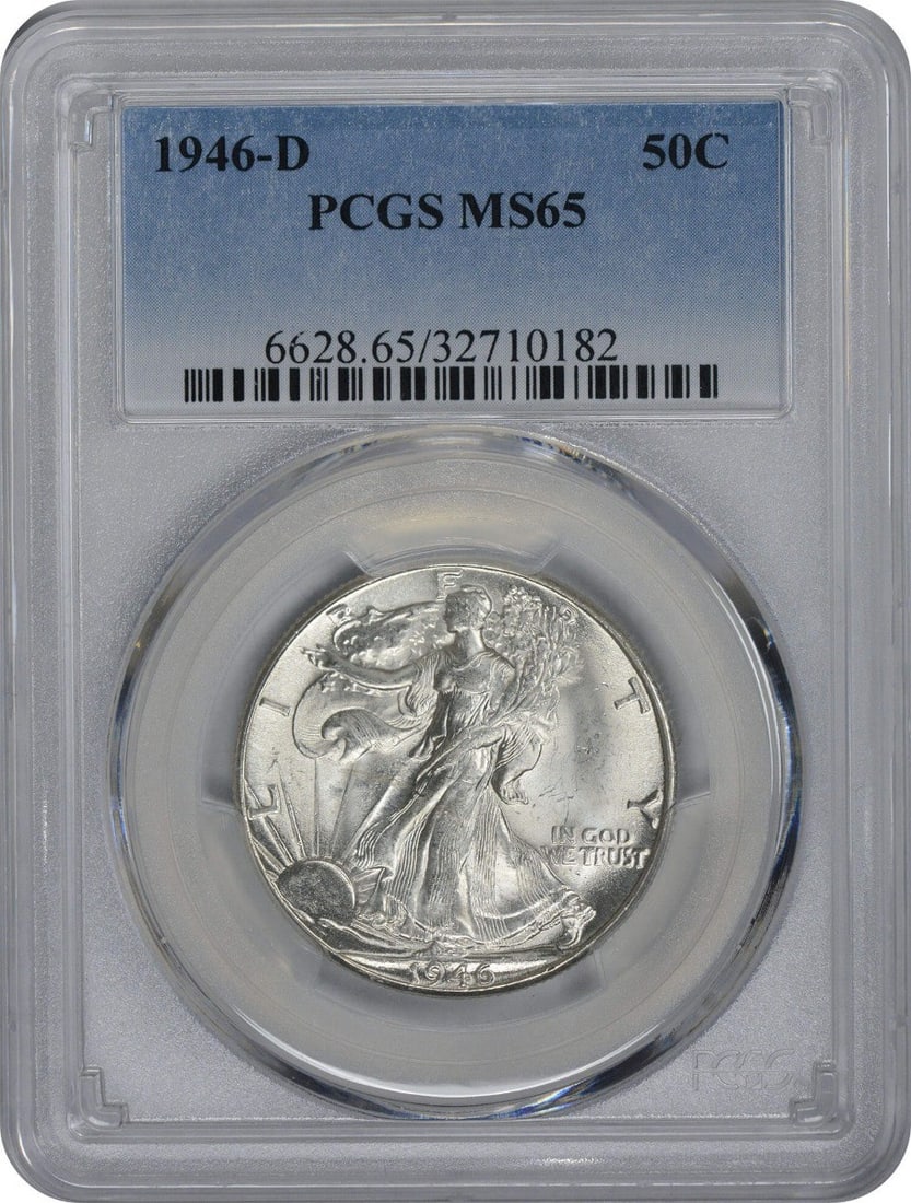Silver Half Dollar Walking Liberty MS65 1946-D PCGS: Silver Half Dollar Walking Liberty MS65 1946-D PCGS The 1946-D Silver Half Dollar Walking Liberty MS65, certified by PCGS, boasts an impressive grade of MS65 and features the iconic design of Adolph A