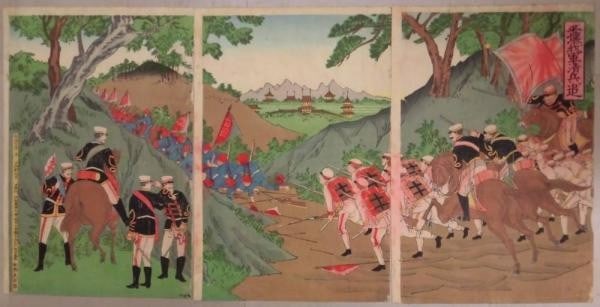 Original 1894 Japanese Woodblock Print Triptych Sino Japanese War Pyongyang: Original 1894 Japanese Woodblock Print Triptych Sino Japanese War Pyongyang Item Specifics: Artist: Unknown Subject: Sino-Japanese War / Battle of Pyongyang Material: Paper Style: Japanese Size: 37 x 