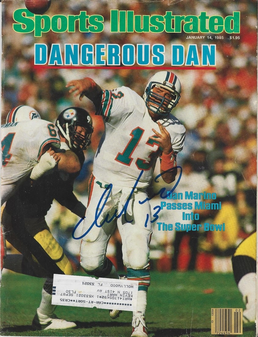 Dan Marino Autographed Sports Illustrated Magazine By Beckett: Dan Marino Autographed Sports Illustrated Magazine By Beckett Item Specifics: Magazine is signed in blue sharpie across the cover and is authenticated by Beckett, cert number WJ72943 Product Disclaime