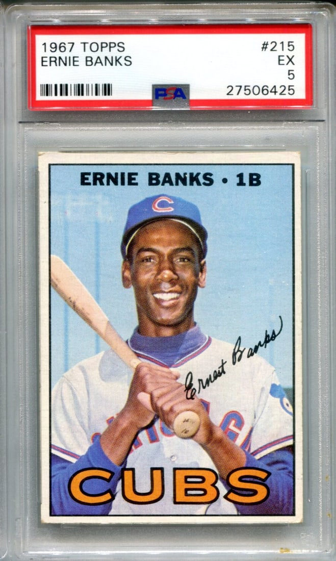 Ernie Banks 1967 Topps #215 PSA EX 5 Card (1 of 2)